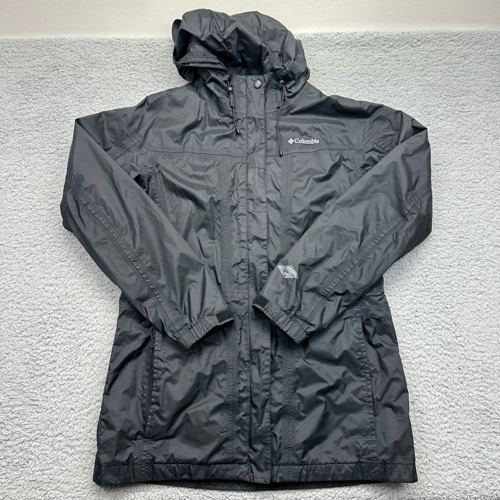 Columbia 111 RL 2109 Womens Omni-Shield Hooded Coat Medium Black Rain Jacket